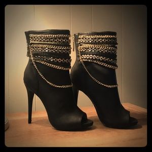 Bebe Open Toe Leather Booties - NWT